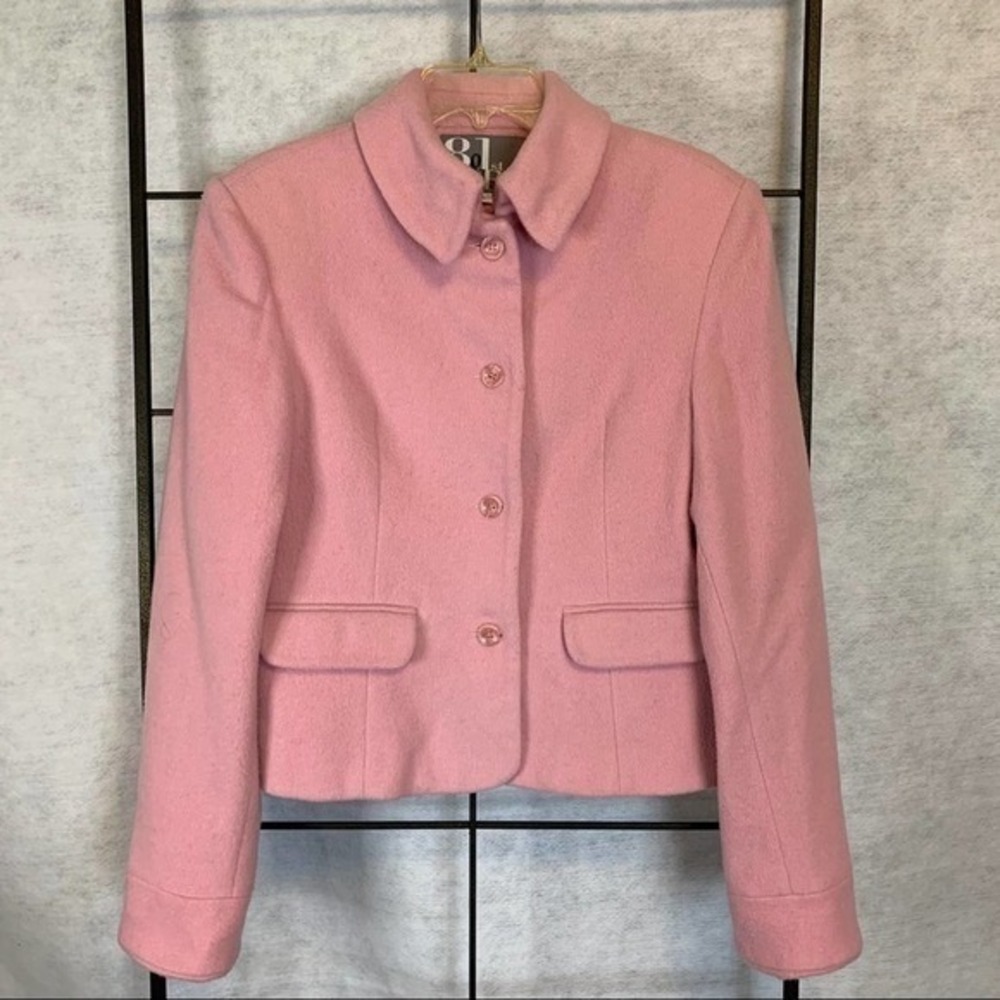 81st and Park Vintage Wool Blend Cropped Blazer Dusty‎ Pink Women's Size Large